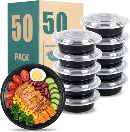 50 Pack (100-Piece) 28oz Meal Prep Containers, 50 Pack (100-Piece) Rectangle,BPA-Free, Food Safe & Leakproof Reusable Plastic Food Storage – Microwave Safe, Stackable Takeout Boxes