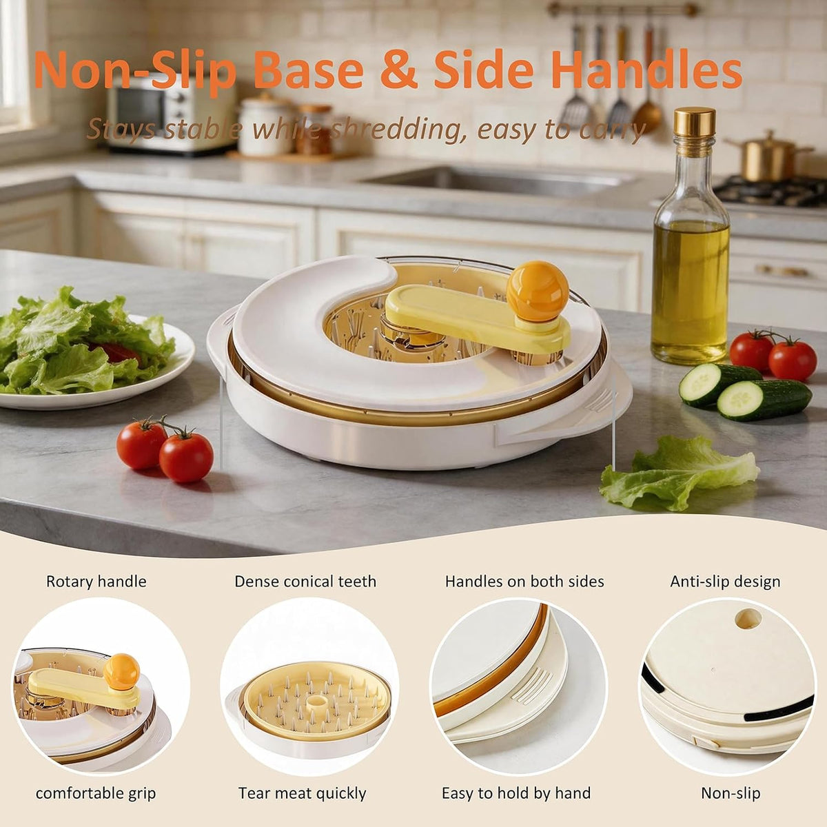 Cream White Chicken Shredder Manual Rotary Meat Shredder