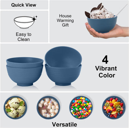 Wheat Straw Bowl Sets,8 PCS Unbreakable Cereal Bowl 26 OZ,Microwave and Dishwasher Safe Bowls,Bowl Sets for Camping and Picnic BPA Free Colorful Salad Bowls for Serving Soup,Oatmeal and Fruit Etc…