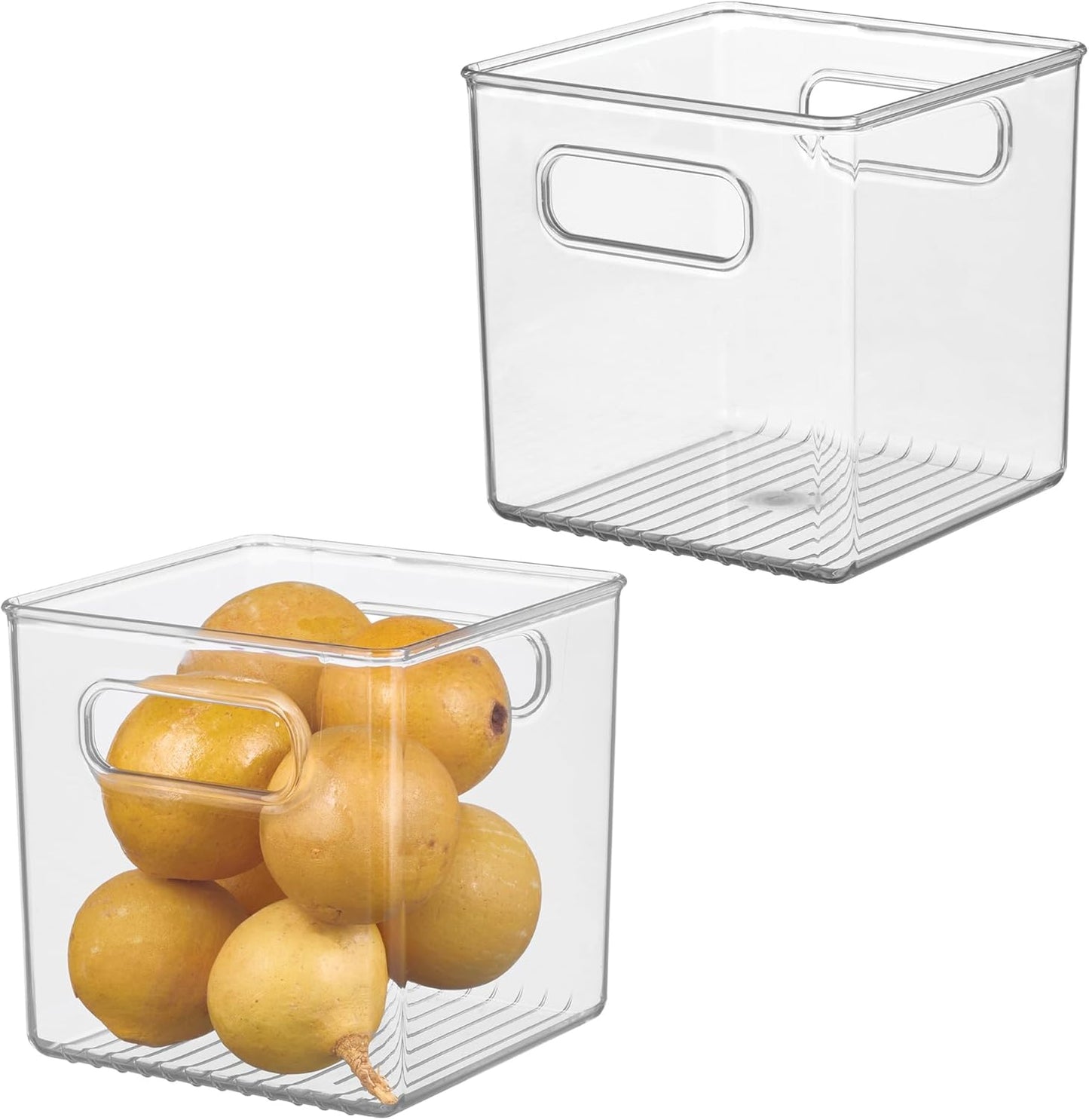 iDesign Storage Bin with Handles - Cube Organizer Bin for Pantry, Set of 4, Clear, Made in USA