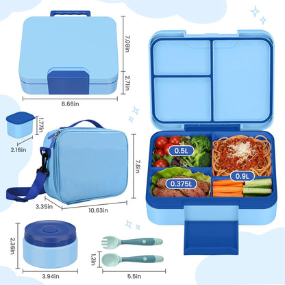 HWONMTE Bento Lunch Box Set for Kids with 9.5oz Soup Thermo Leak-Proof Lunch Food Container with Insulated Lunch Bag Hot Food Jar for Kid Toddler Girls Boys Teens to School,Travel (Green)