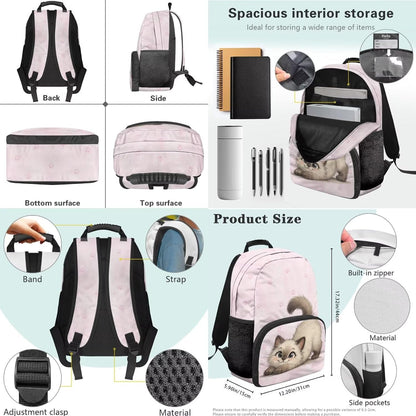 Cute Capybara Pizza Backpack for Girls, 5 Pcs Boys School Bag Set for Kids, 17 Inch Backpacks Lunch Pencil Box Reusable Utensils Case Set for Middle Elementary School, 3rd Grade Backpack