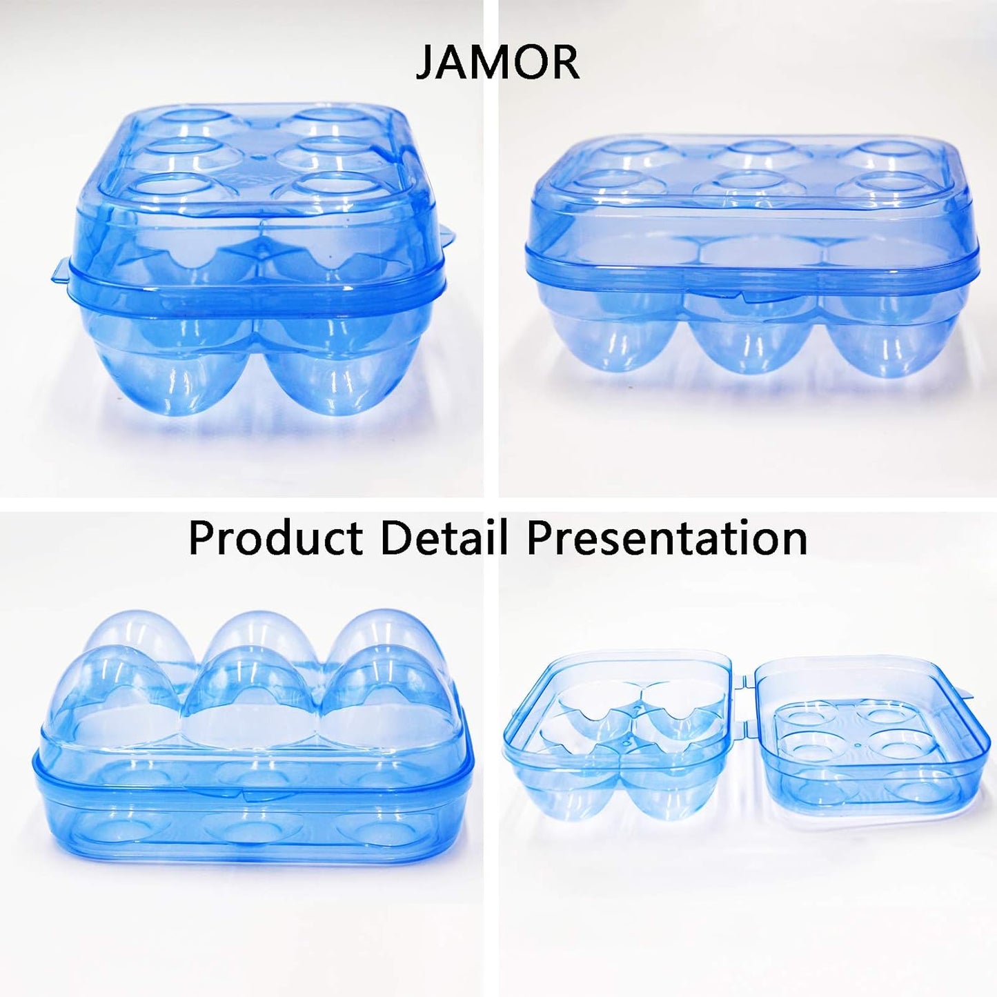 JAMOR 6 Grid Egg Storage Box Refrigerator Crisper Egg Protection Box Portable Egg Carriage Container For Camping Picnic Essential (Blue)