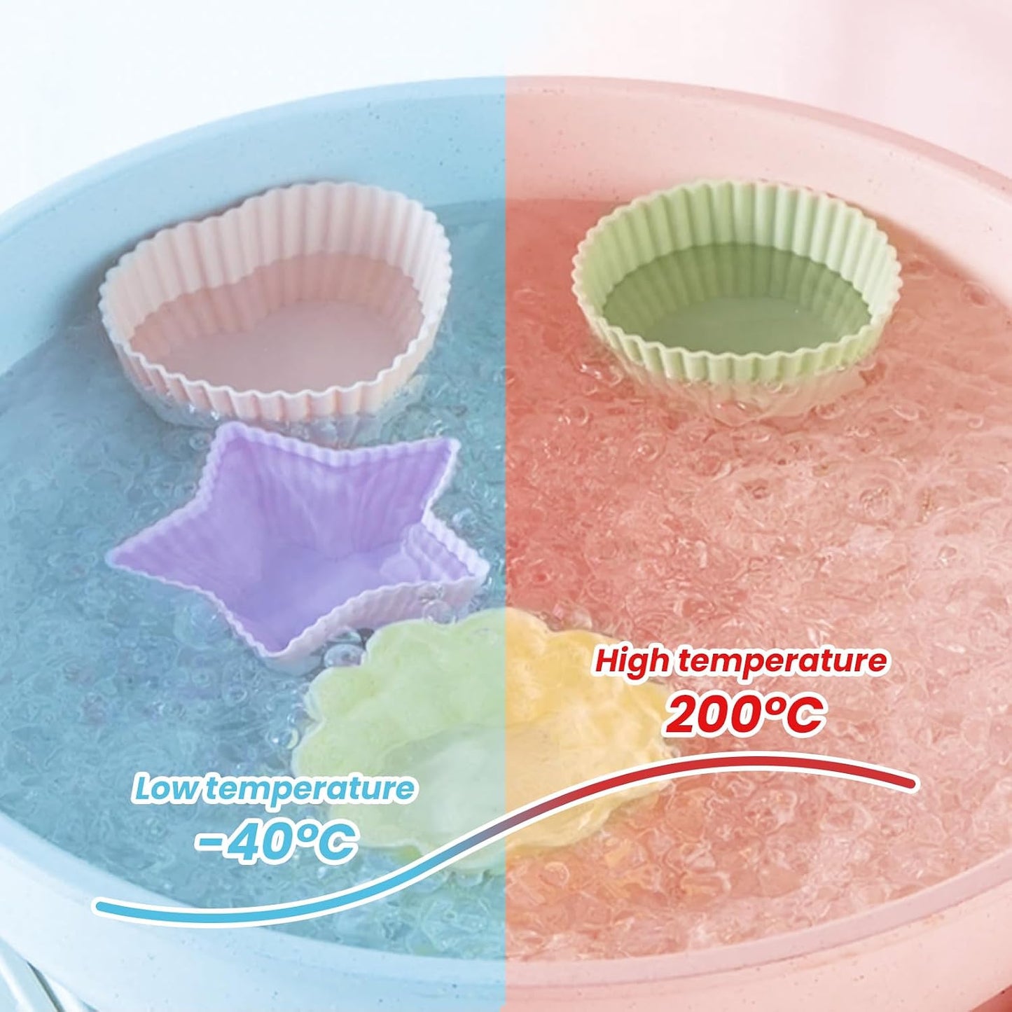 12er Pack Silicone Cupcake Molds,Reusable Baking Cups Molds Washable for Oven Microwave Dishwasher (Flower shape)