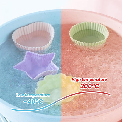 12er Pack Silicone Cupcake Molds,Reusable Baking Cups Molds Washable for Oven Microwave Dishwasher (Flower shape)