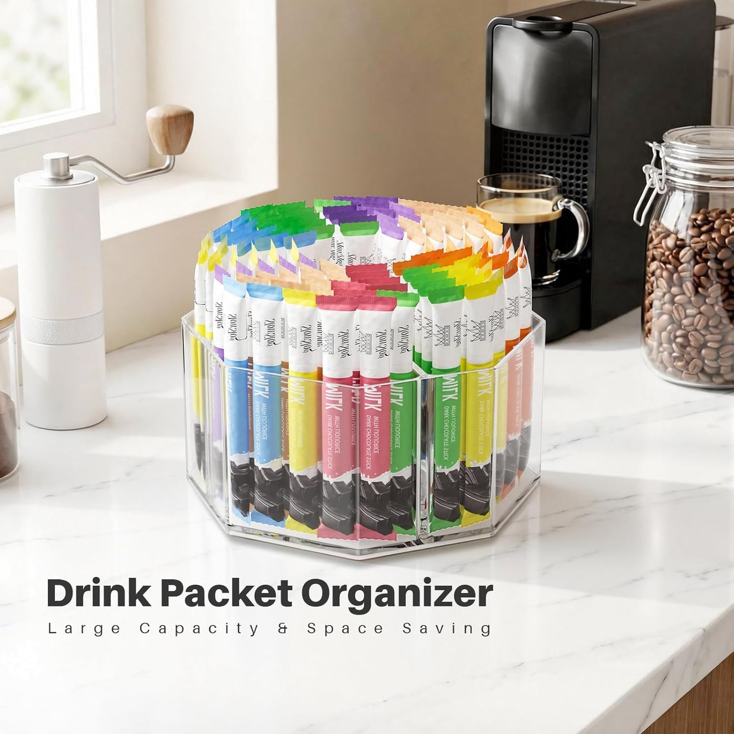 2 Pack Lazy Susan Organizer, 9 inch Rotating Storage Organizer with 4 Removable Bins, Lazy Susan Turntable Organizer for Fridge, Kitchen, Vanity, Cabinet