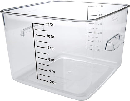 Rubbermaid Commercial Products Space Saving Square Food Storage Container 6 Quart Clear for Kitchen/Sous Vide/Meal Prep