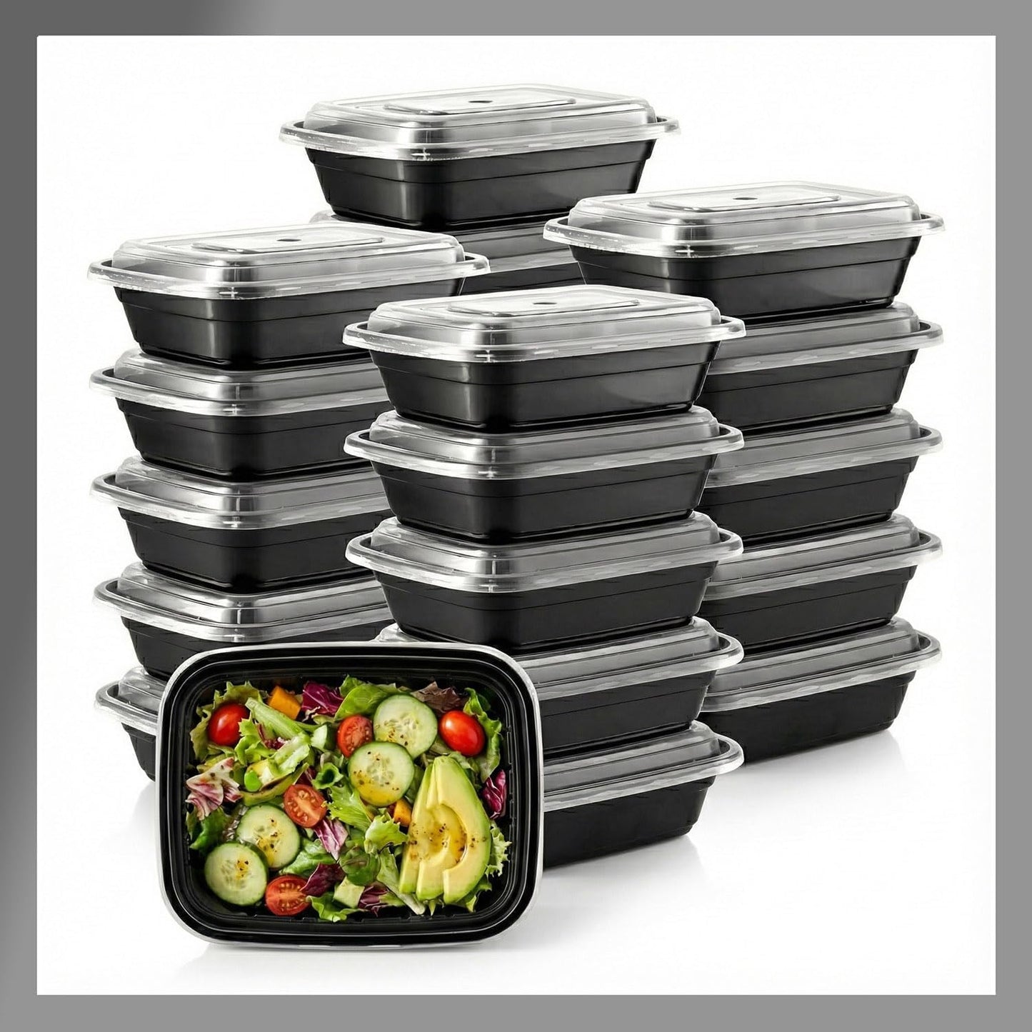 Meal Prep Containers [10 Set] 38 oz with Lids, 1 compartment, Stackable, Reusable, Leakproof, Food Safe, Microwave, Freezer & Dishwasher Safe for Food Prep Storage Bento Box (10 Set, 38 oz)