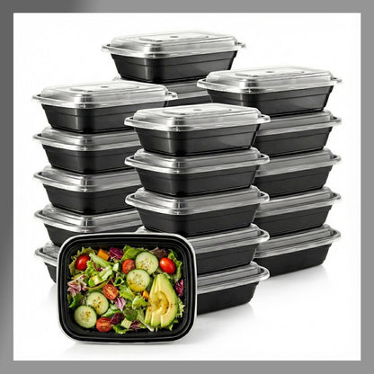 Meal Prep Containers [10 Set] 38 oz with Lids, 1 compartment, Stackable, Reusable, Leakproof, Food Safe, Microwave, Freezer & Dishwasher Safe for Food Prep Storage Bento Box (10 Set, 38 oz)