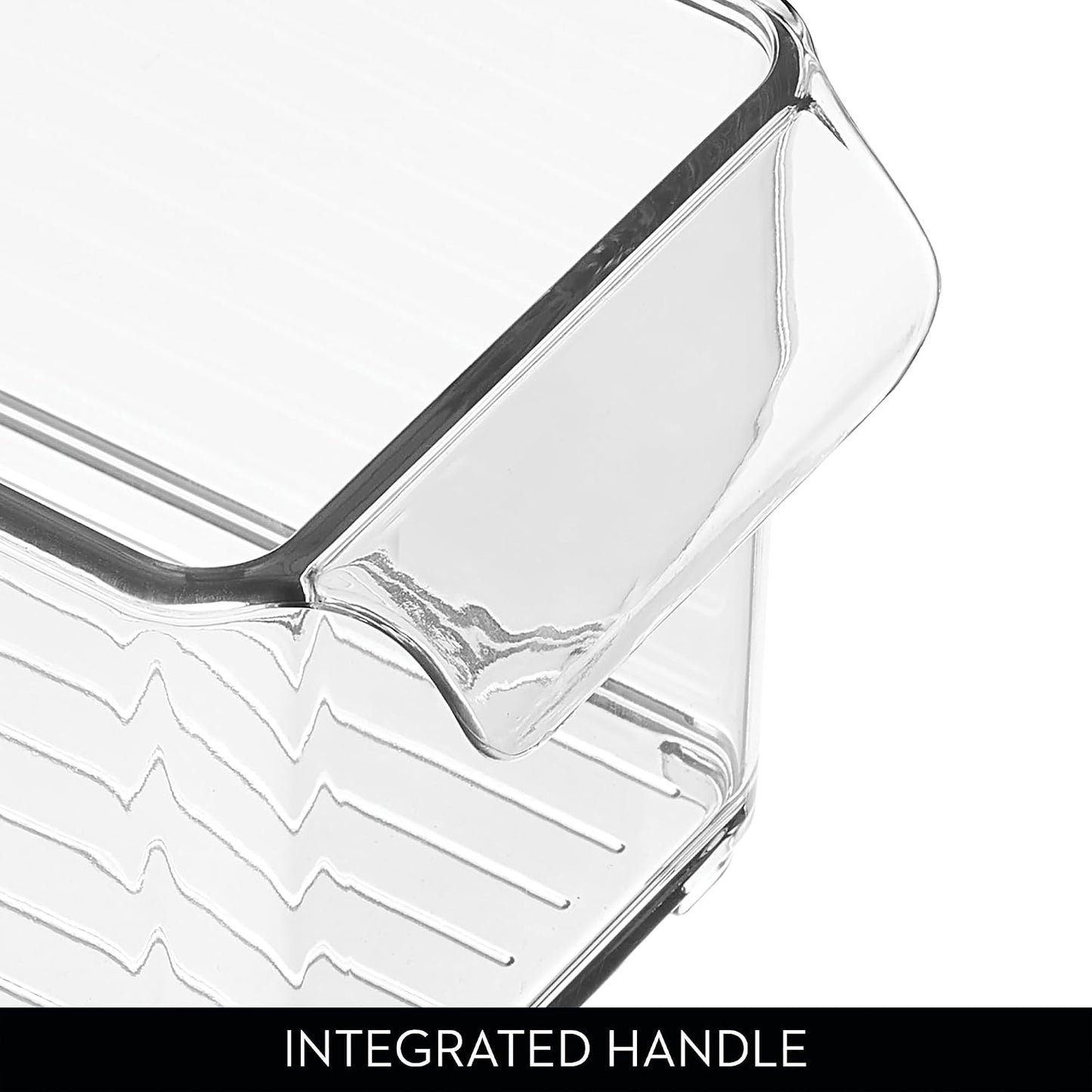 iDesign Stackable Fridge or Freezer Storage Bin with Front Handle, Set of 6, Clear, Made in the USA