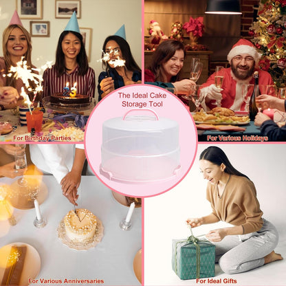 Bundt Cake Carrier, 13.5"Red Cake Carrier with Lid Handle Turntable and Cupcake Holder, Portable Cake Transport Container, Perfect Gifts for Transporting Cakes, Pies, Cupcakes, Nuts, Fruits