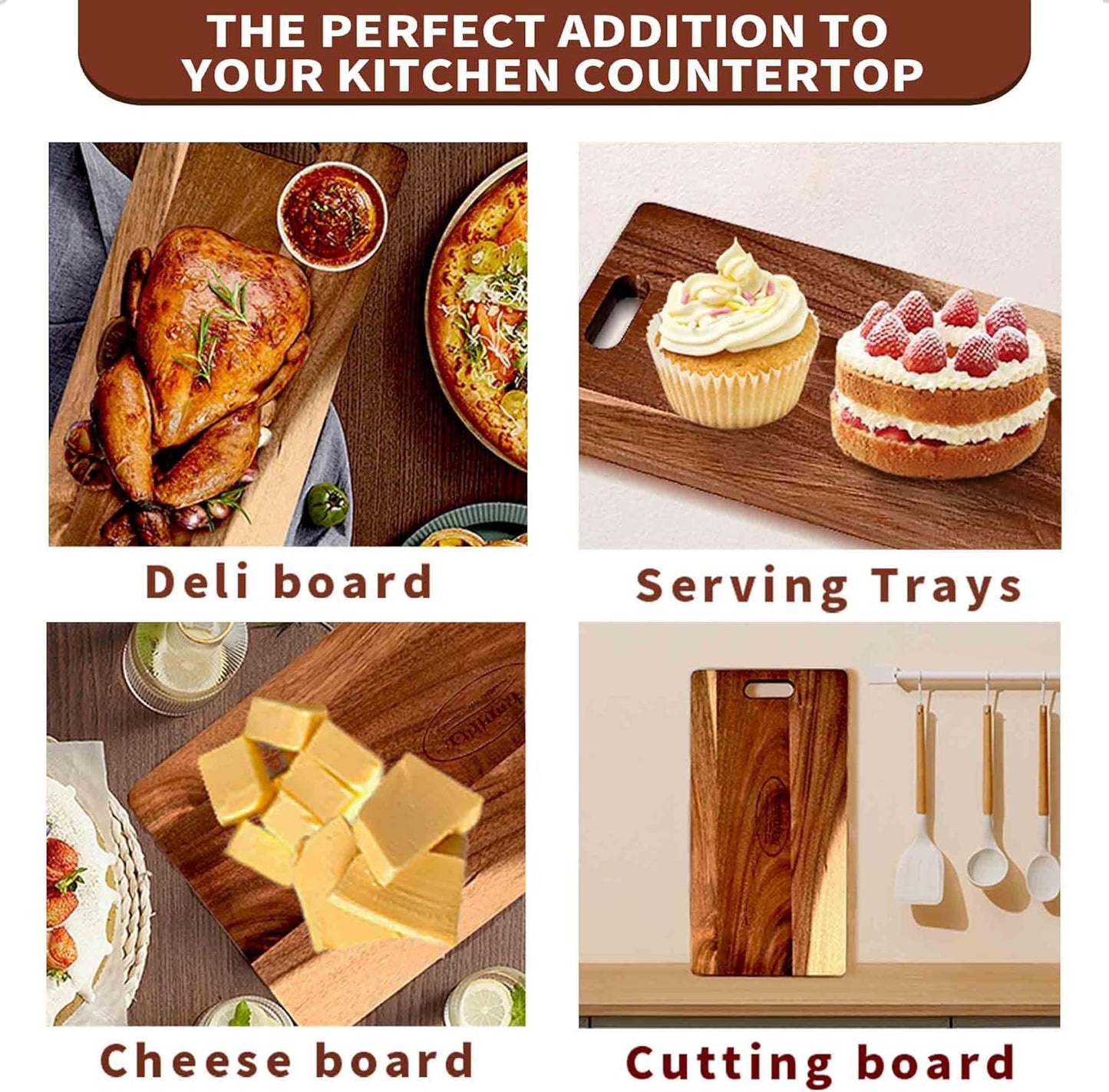 2-Pack 24 Holes Deviled Egg Platter,Acacia Wooden Round Deviled Egg Charcuterie Board Tray Holder Carrier with Handle for Kitchen Countertops