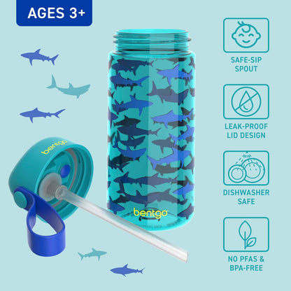 Bentgo Kids Water Bottle - Leak-Proof, Durable Tritan PFAS- & BPA-Free 15 fl oz, Kids/Toddlers Ages 3+ for School & Sports; Bite & Sip Spout, Carrying Handle, Dishwasher Safe (Unicorn)
