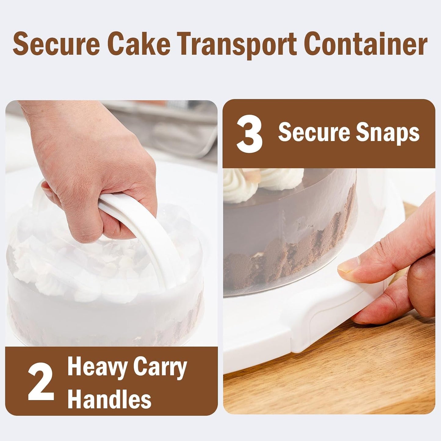 12 Inch Cake Carrier with Lid and Handle – Heavy-Duty Cake Container for Baking Events & Outdoor Trips | Adjustable Height,Portable Food Cake Carrier Storage Solution for Picnics & Camping