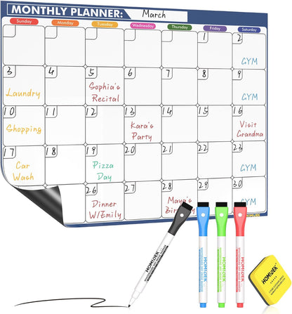 Magnetic Meal Planner Menu Board: Reusable Dry Erase Family Planning Board with Grocery List & Fridge Freezer Inventory List for Refrigerator, Dry Erase Markers and Eraser Included - 14x11 Inches
