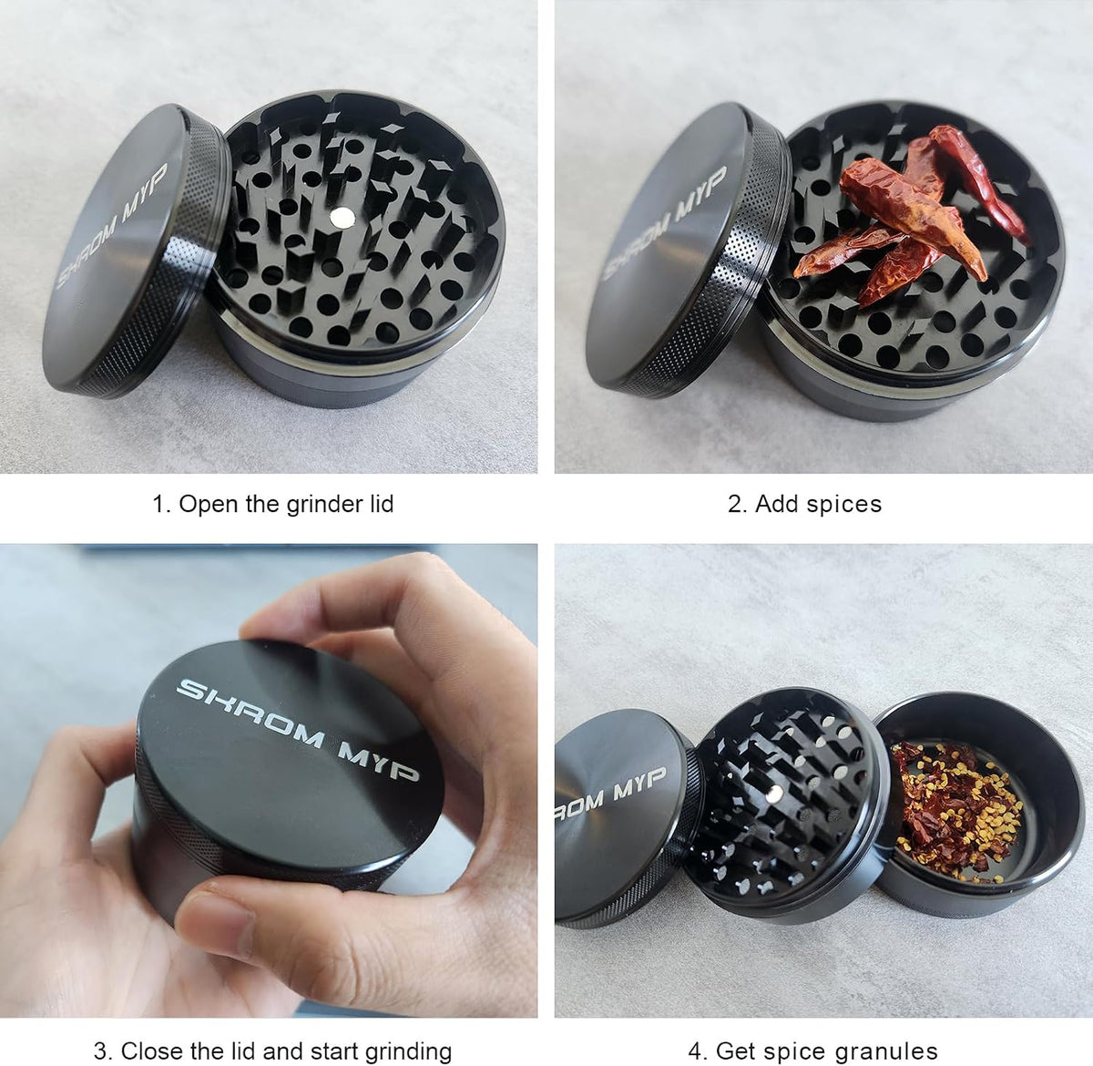 Spice Grinder, Aluminum Large 3" Kitchen Grinder (Grey)