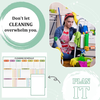 Naozinebi 2 Pcs Magnet Cleaning Planner Magnetic Cleaning Schedule and Checklist Daily Weekly Monthly Quarterly Semi-Annual Annually Chore Chart for Adults Dry Erase to Do List White Board for Fridge
