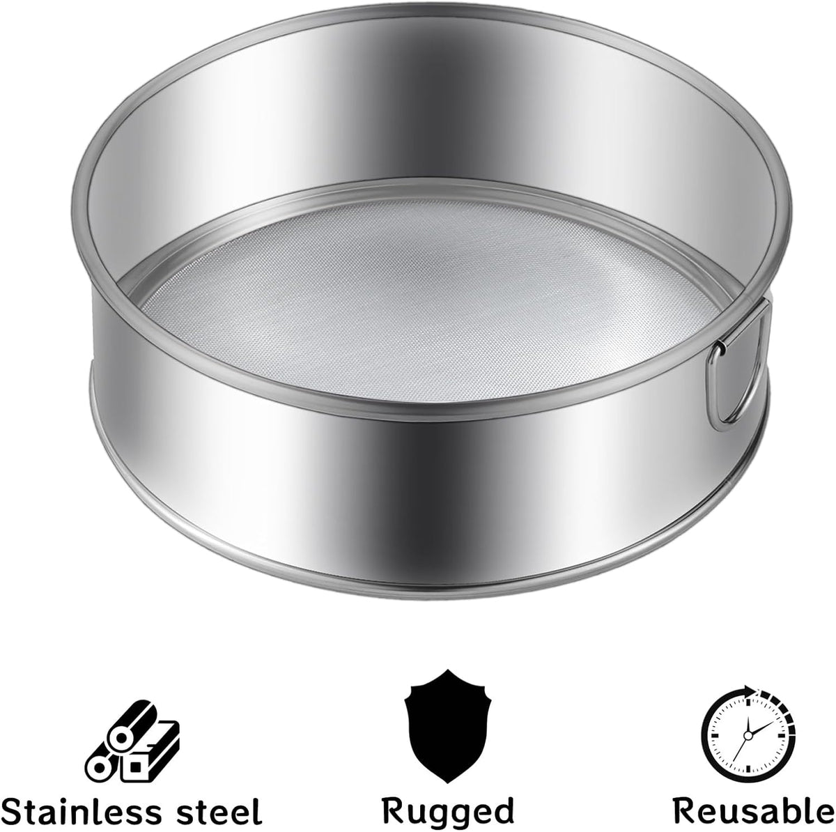 1 Pc Flour Sifter,Stainless Steel Fine Mesh Strainers Flour Sieve,60 Mesh Round Sifter for Baking Cake Bread (6-Inch)
