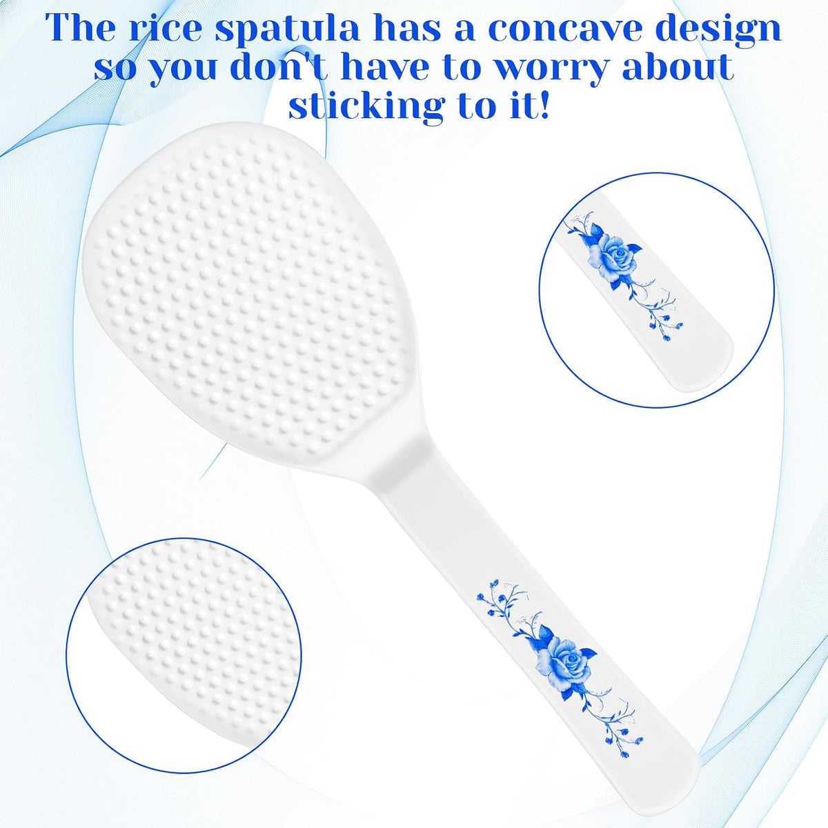 Mabor 2PCS Non Stick Rice Scooper, 8 Inch White Plastic Rice Paddle