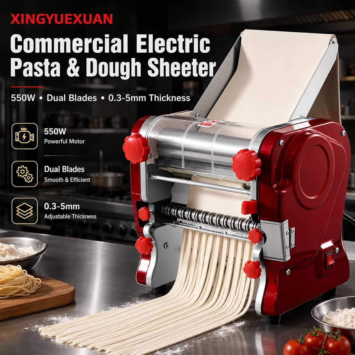 XINGYUEXUAN Pasta Maker Machine, Manual Noodle Maker, 2mm & 4mm Cutters