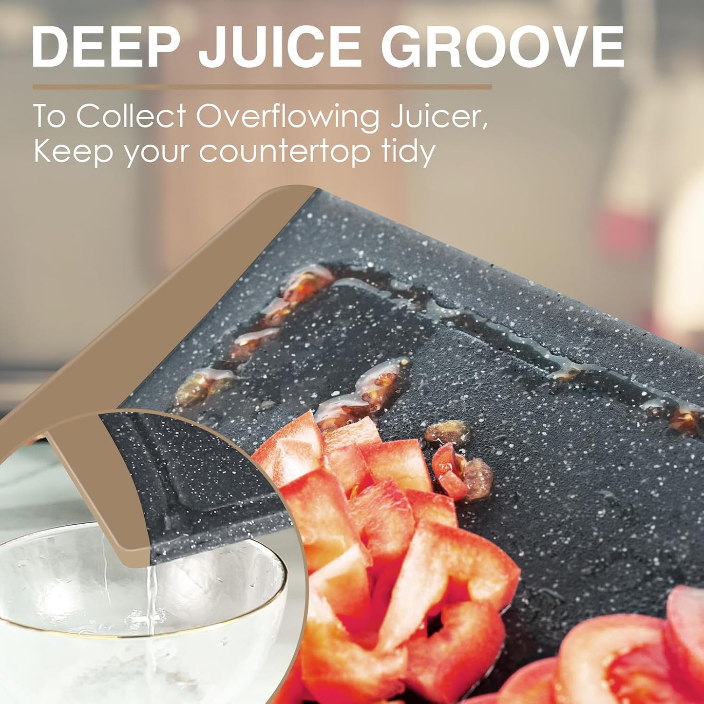 Extra Large Cutting Boards, Plastic Cutting Boards for Kitchen (Set of 3) Cutting Board Set Dishwasher Chopping Board with Juice Grooves Easy-Grip Handles, Dark Grey, Empune