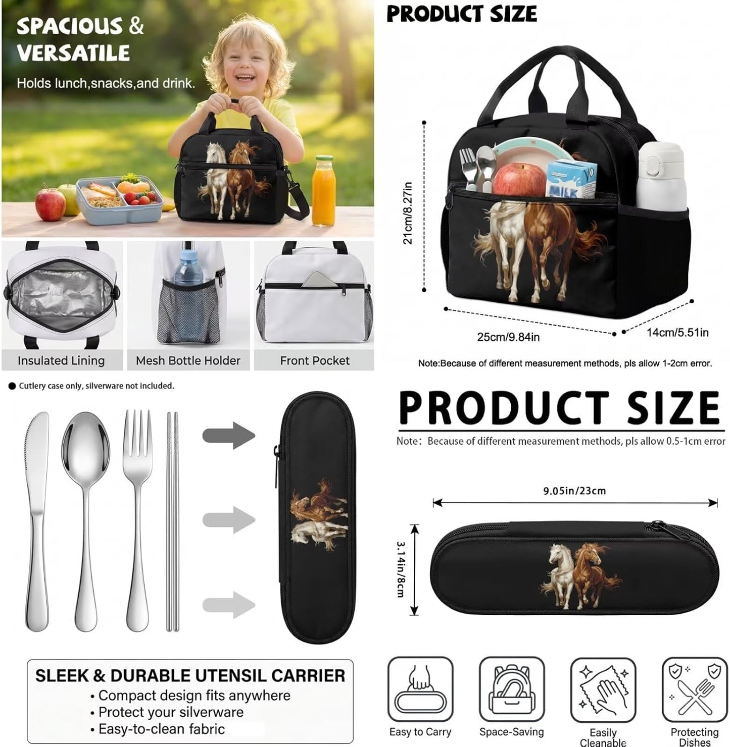 Highland Cow Backpack with Lunch Box Set for Kids Sunflower School Backpack for Girls Boys Back to School Bag Student Travel Backpacks Reusable Utensils Pen Case Water Bottle Bag 5PCS