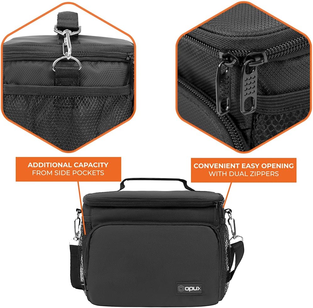 opux Insulated Lunch Bag for Men Women, Large Dual Compartment Cooler Bag, Soft Two Deck Lunch Box for Work School Picnic, Leakproof Lunch Tote with Shoulder Strap for Kid Adult (Purple, Double Deck)