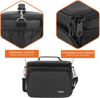 opux Insulated Lunch Bag for Men Women, Large Dual Compartment Cooler Bag, Soft Two Deck Lunch Box for Work School Picnic, Leakproof Lunch Tote with Shoulder Strap for Kid Adult (Purple, Double Deck)