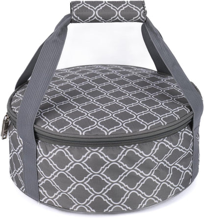 Round Insulated Pie Carrier – Thermal Portable Lunch Transport Cheesecake Cake Dish Container Bag Keep Food Hot/Cold/Fresh for Potlucks Parties Gathering/Cookouts/Church Dinner/Outdoor Events-Red