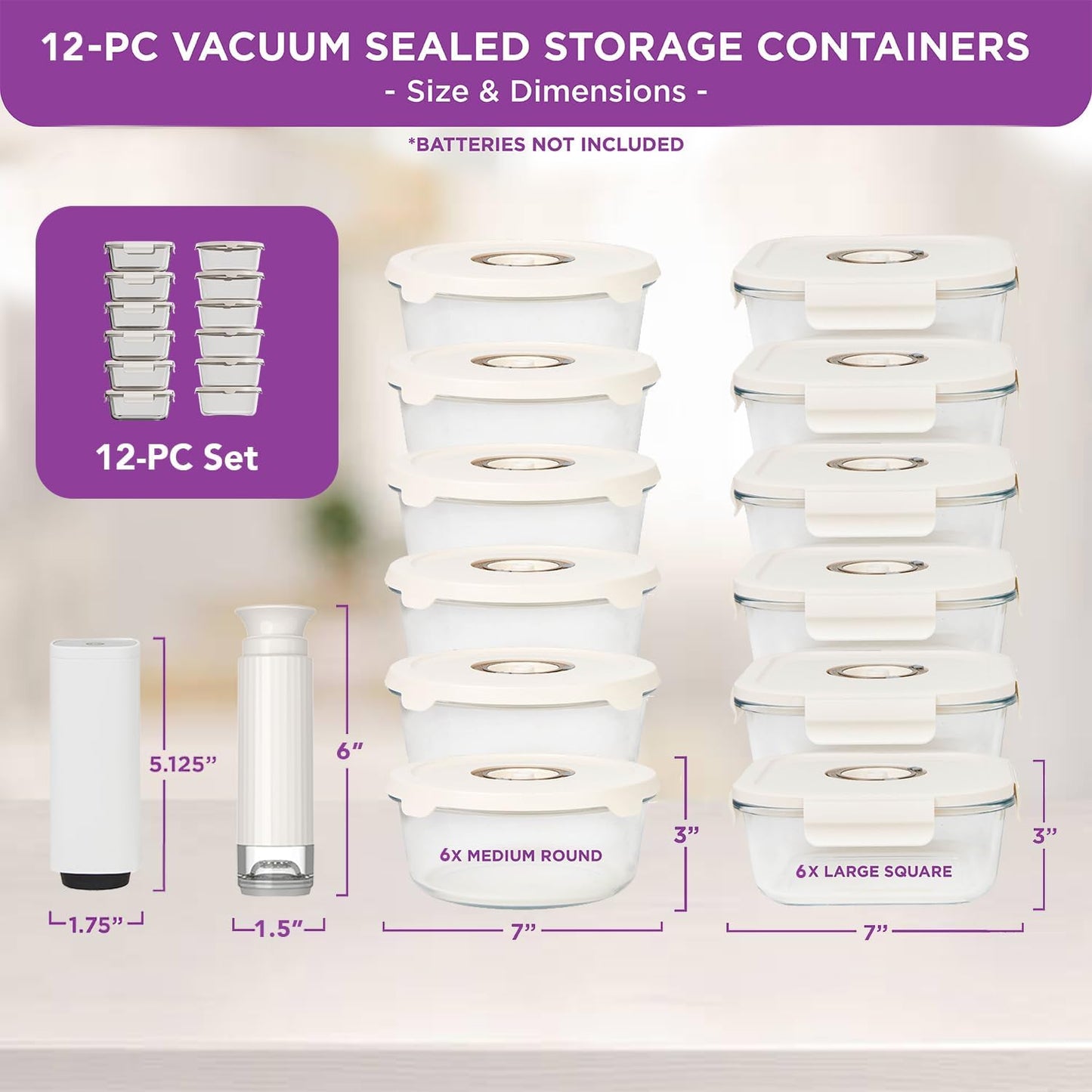 HOLDN’ STORAGE Vacuum Food Storage Containers, Set of 8 Glass Containers & Electronic Pump - Keep Food Fresh Longer, BPA-Free Glass, Leak-Proof, Ideal for Meal Prep, Marinating