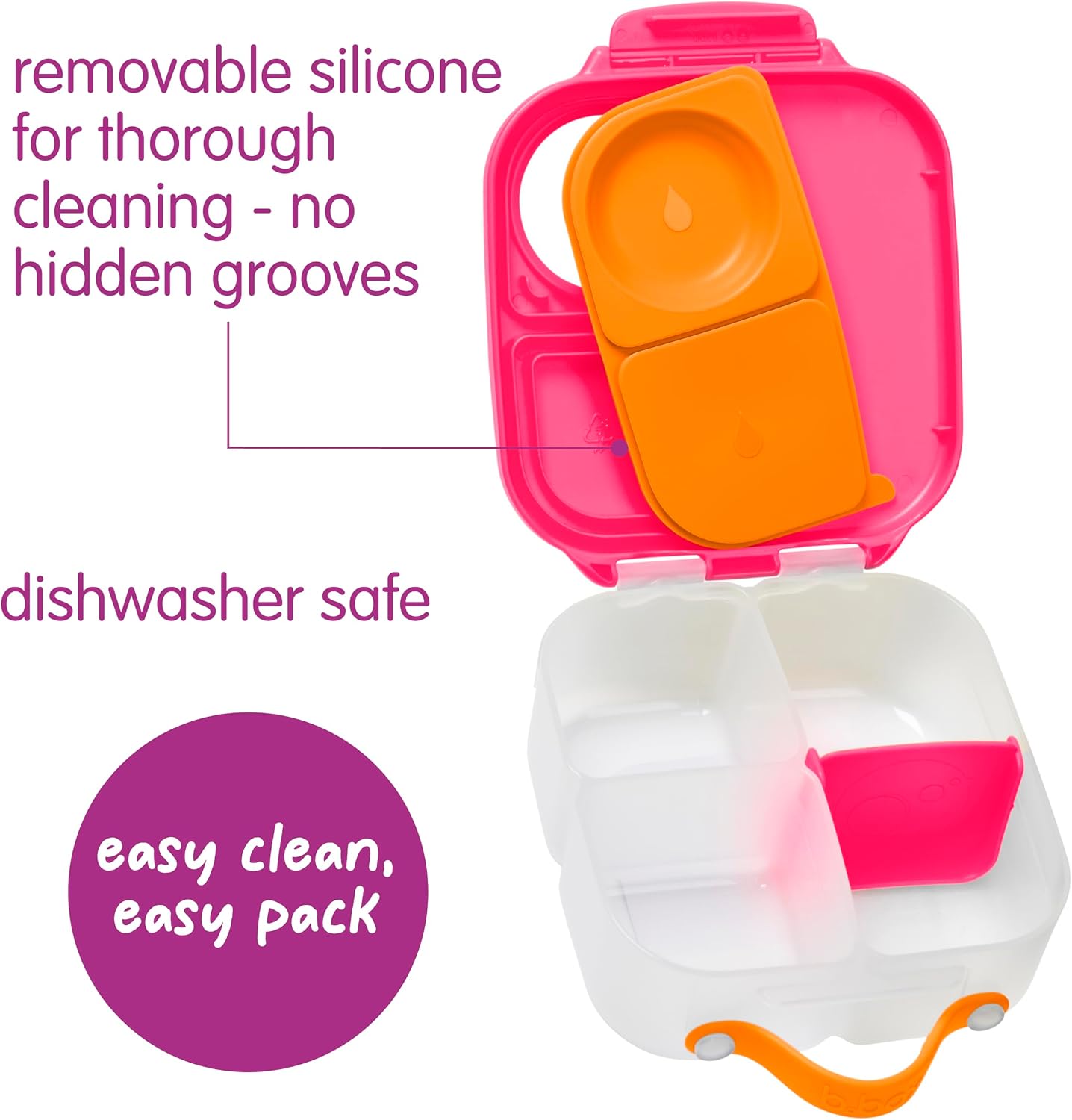 b.box Mini Lunch Box 2-Pack, Leak Proof Bento Box for Kids, 3 Compartment Snack Containers Ages 3+, Lunchbox for Daycare + School, Dishwasher Safe, BPA-Free, PFAS-Free, 4.25 Cup - Blue + Green