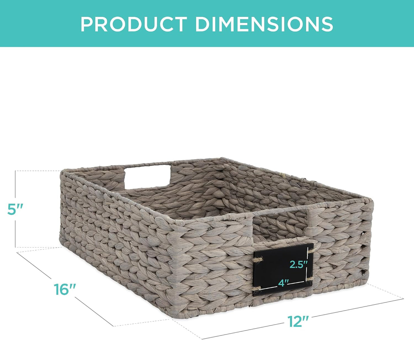 Best Choice Products Set of 4 9x12in Water Hyacinth Pantry Baskets, Woven Organizers w/Chalkboard Label, Chalk Marker - Natural