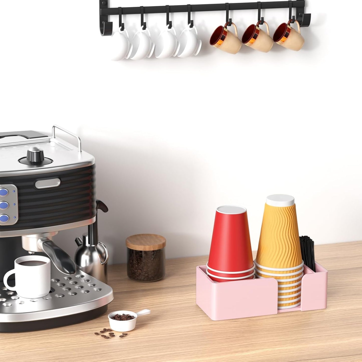 Coffee Cup Holder for Countertop - Clear Acrylic Coffee Bar Accessories Cup Organizer Station Organizer Farmhouse Table Décor