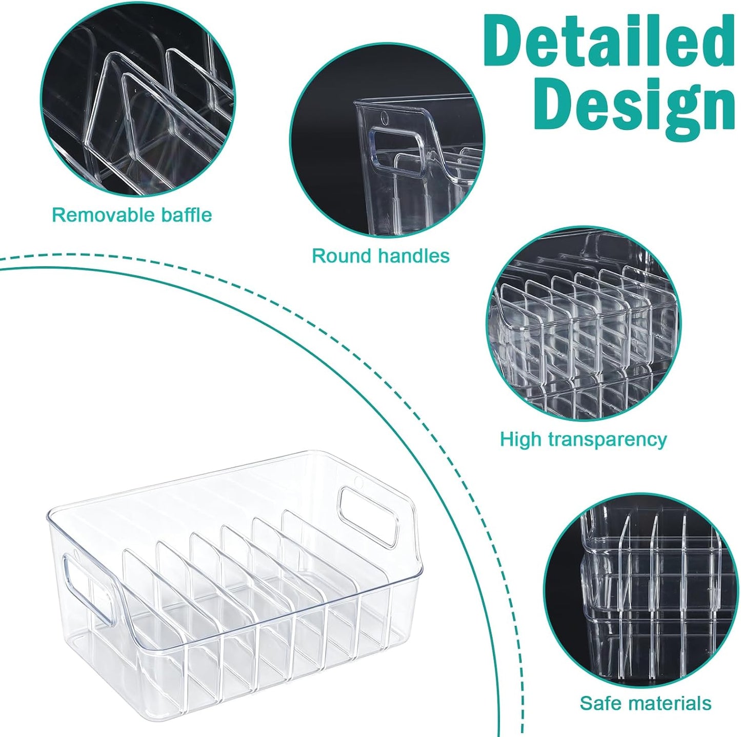 Drink Packet Organizer, 2 PCS Acrylic Water Packet Organizer for Water Flavor Drink Mix, 8 Compartment Sugar Packet Holder with Removable Divider, Pantry Storage Bin for Kitchen Organization