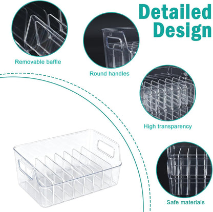 Drink Packet Organizer, 2 PCS Acrylic Water Packet Organizer for Water Flavor Drink Mix, 8 Compartment Sugar Packet Holder with Removable Divider, Pantry Storage Bin for Kitchen Organization