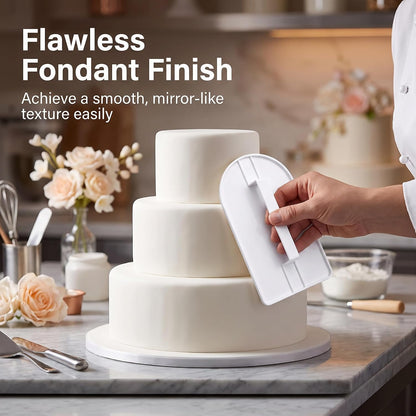 2 Pcs White Plastic Fondant Icing Smoother Polisher Icing Scraper Paddle Tool for Cake Decoration Sculpting and Modeling Tools Decorating Tools