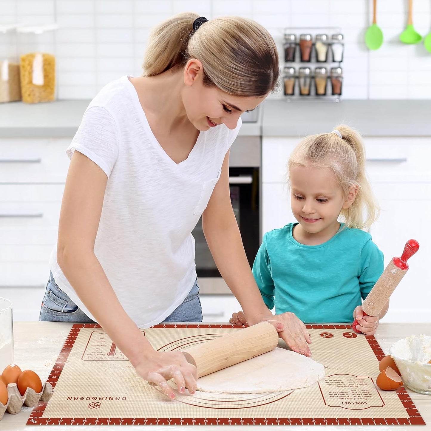 Silicone Baking Mat,28" x 20" Extra Thick Large Non Stick Sheet Mat with Measurement Non-slip Dough Rolling Mat,Reusable Food Grade Silicone Counter Mat for Making Cookies,Macarons,Bread and Pastry
