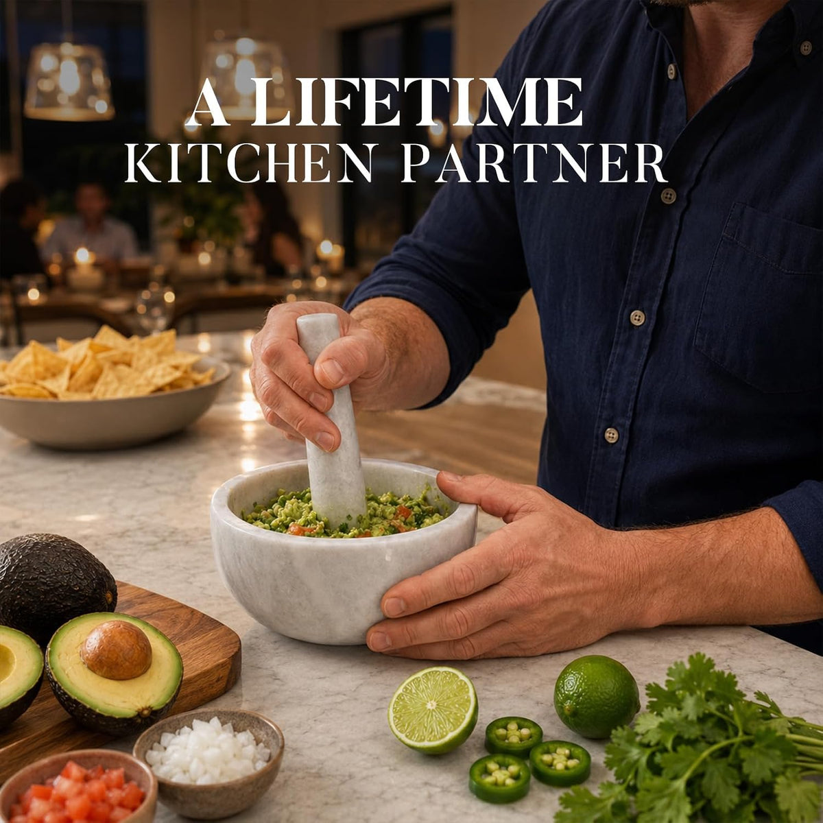 Koville Luxury Marble Mortar and Pestle Set, 7"-4cups Grinder Bowl for Guacamole, Salsa, Pill Crusher, Spice, Herb, Garlic, Nut, Heavy Duty Grinder for Kitchen