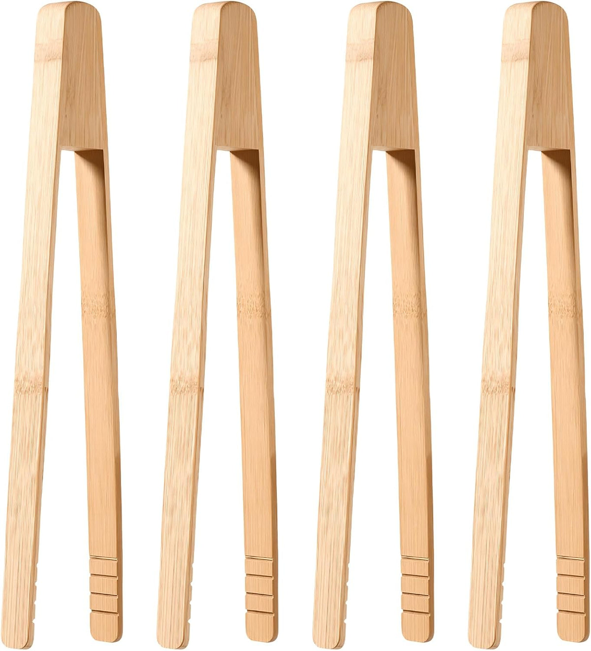 4PCS Wooden Toaster Tongs with Anti-slip Design, Natural Bamboo Tong for Toaster Toasters Tongs 10" Heat-resistant Reusable for Toasters, Bagels, Pastries, and Salads BBQ & Grilling Cooking & Serving