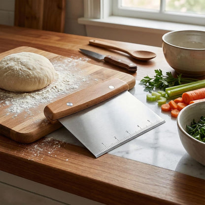 Dough Cutter, Kitchen Scraper, Food Scraper, Multipurpose Pastry Pizza Baking Cooking Cutting Board, Bench Scraper Kitchen Tool, Stainless Steel Metal Griddle Scraper Chopper Tool