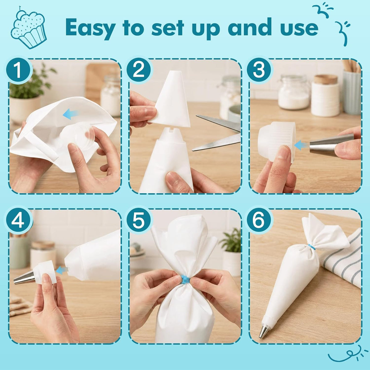 8PCS Large Piping Tips Set, Piping Bags and Tips Set, 304 Stainless Steel Cake Decorating Tips with Reusable Piping Bag, Cake Decorating Kit for Cookie, Cupcake, Cake Decoration