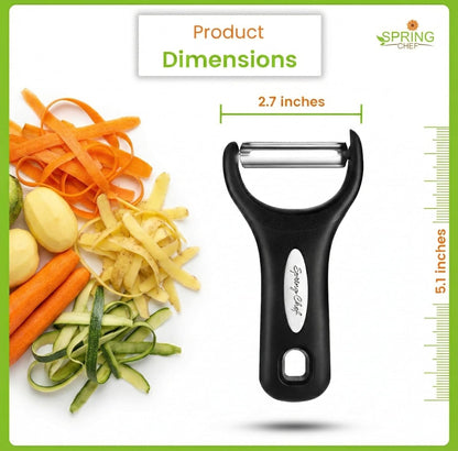 Spring Chef Vegetable Peelers for Kitchen - Stainless Steel Swivel, Y & Julienne Peelers, Potato Peelers with Soft Grip Handles, Kitchen Utensils Set of 3 for Fruits, Veggies, Apples, Carrots