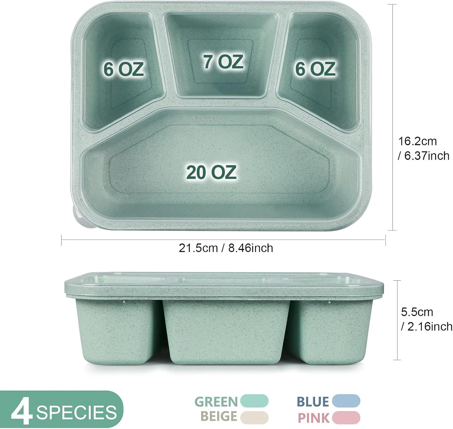 shopwithgreen Meal Prep Containers 1-Compartment, 10PCS Wheat Straw Microwave Bento Lunch Box with Lids, Reusable & Stackable Food Storage Containers, Dishwasher Freezer Safe BPA Free (32 OZ)