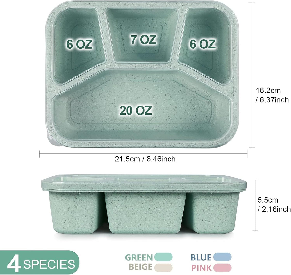 32 oz Meal Prep Containers,10Pcs Reusable Food Storage Containers with Lids | Wheat Straw Bento Lunch Box Container, Leakproof To Go Food Containers Stackable BPA Free, Microwave Freezer Dishwasher Safe