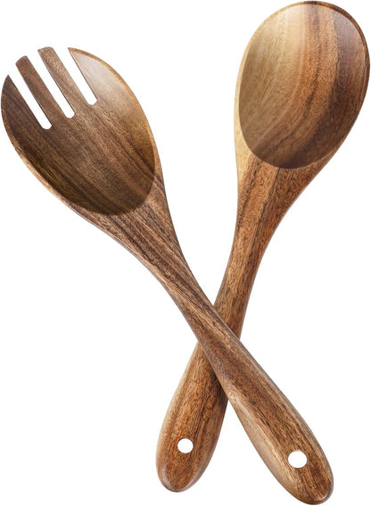 Salad Tongs, Wooden Spoons, Salad Tongs for Serving, 10-inch Serving Utensils Set Salad Servers Set Kitchen Cooking Utensil