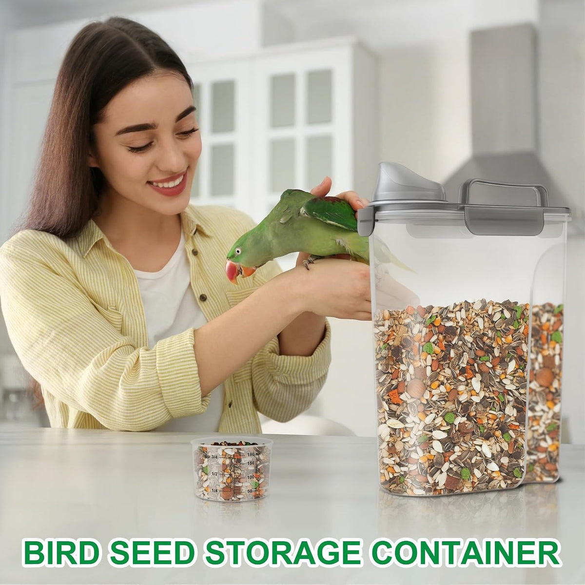 TBMax 10 Lbs Cat Dog Food Storage Container, 2026 Upgraded Large Pouring Container for Pet Food Storage, Bird Seed Dispenser, Portable Travel Kibble Holder -Dark Green