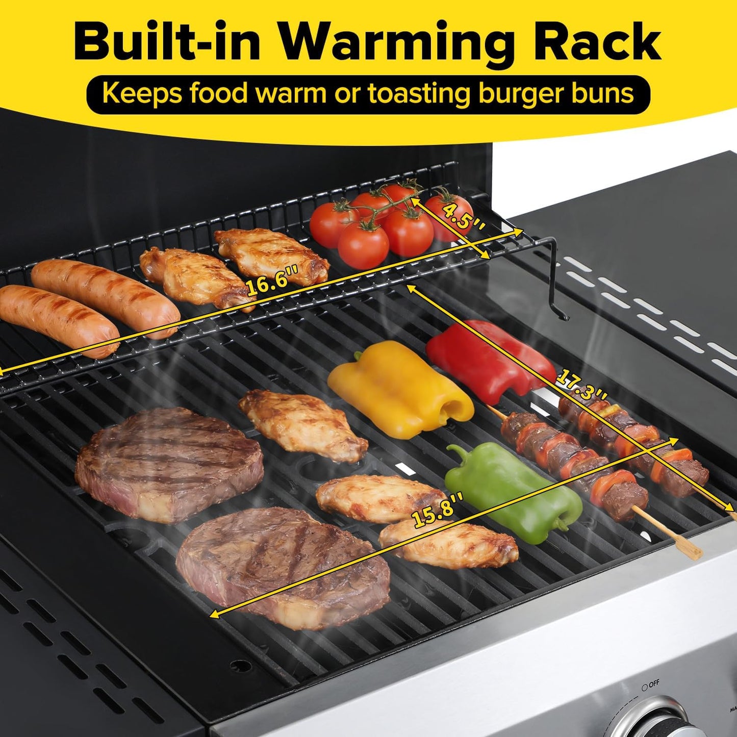 CIG GARDEN 3-Burner Gas Grill & Griddle Combo, 2-in-1 Propane BBQ with Stainless Steel Griddle, Cast Iron Grates & Lid - 30,000 BTU Flat Top for Patio, Backyard, Camping
