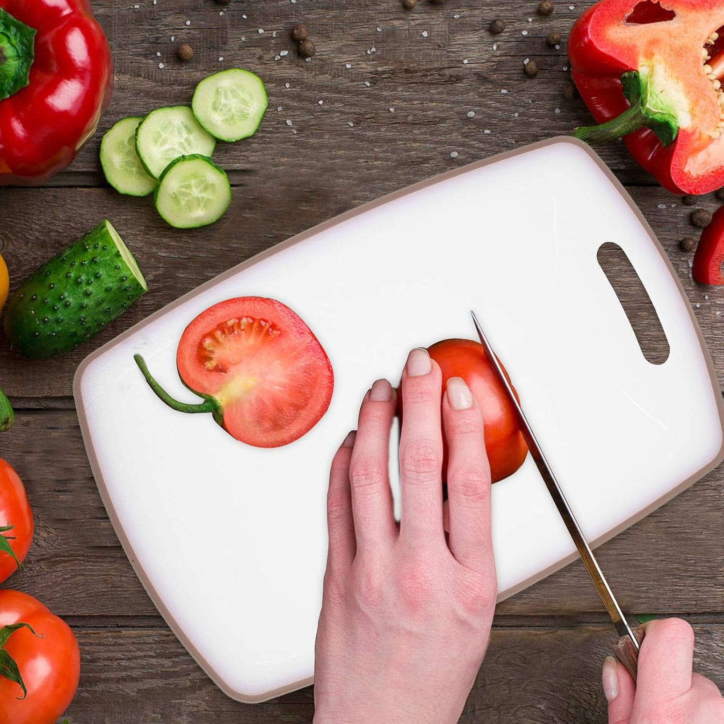 Alipis Multi-function Thick Plastic Cutting Board Set, Non-slip Kitchen Chopping Boards for Household Food Prep, Sturdy Kitchen Accessory for Meat, Vegetables, and Fruits