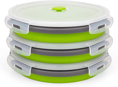CARTINTS 1200ml Large Collapsible Meal Prep Containers, Reusable Silicone Food Storage Containers, Stackable Fridge Storage Containers, With Leakproof Lids, Microwave and Freezer Safe, Blue
