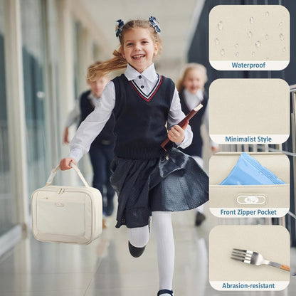 Lunch Box Kids Insulated Lunch Bag for Boys Girls Cute Reusable Lunch Tote Bag Waterproof Portable Thermal Lunch Box Kids for School Picnic Travel Black